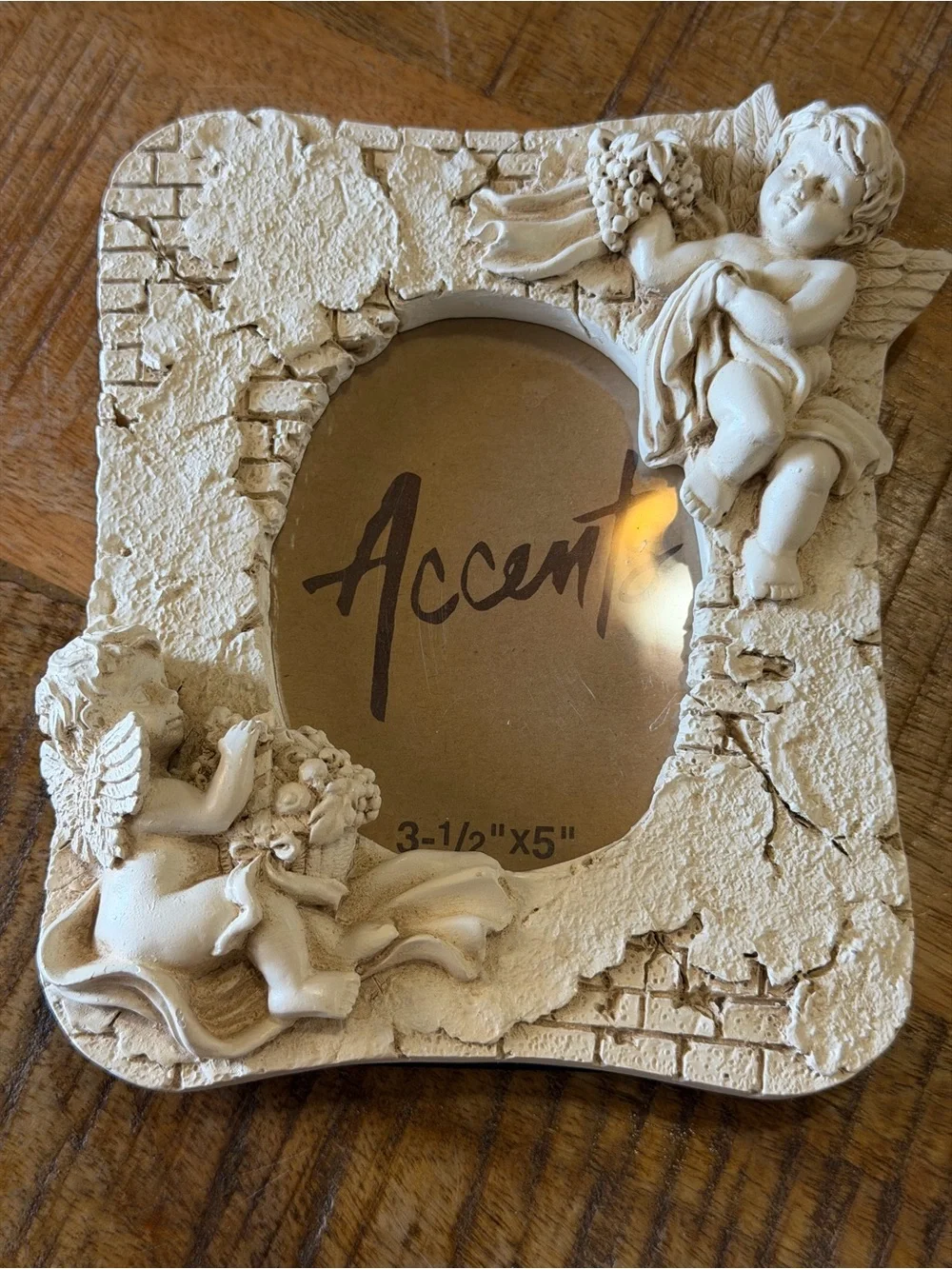 Set Of 3 New Accents Photo Frame Relief Angel Cherubs Renaissance 3.5”x 5”